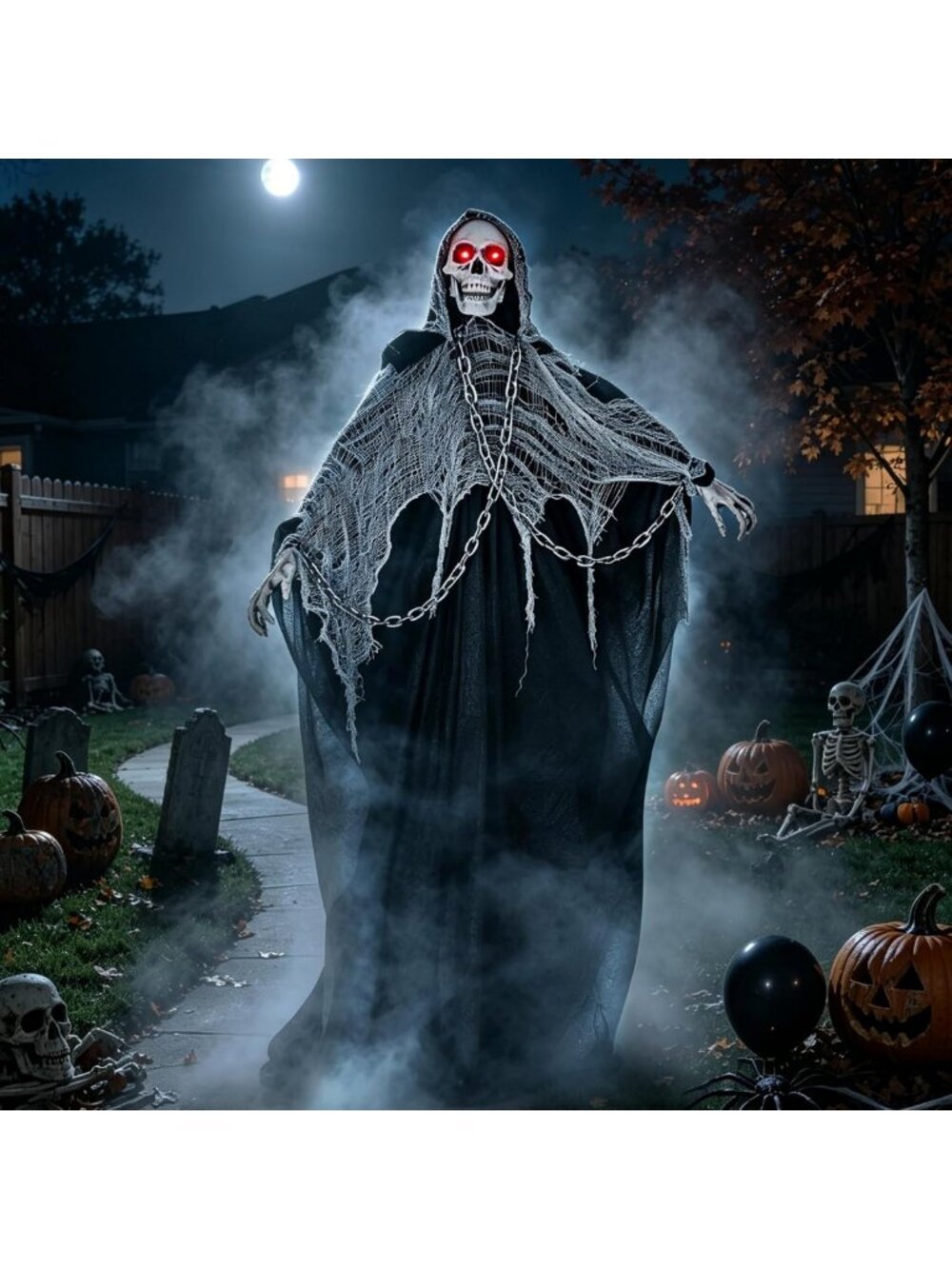 74'' Halloween Decorations Outdoor Animatronics Grim Reaper with Chain